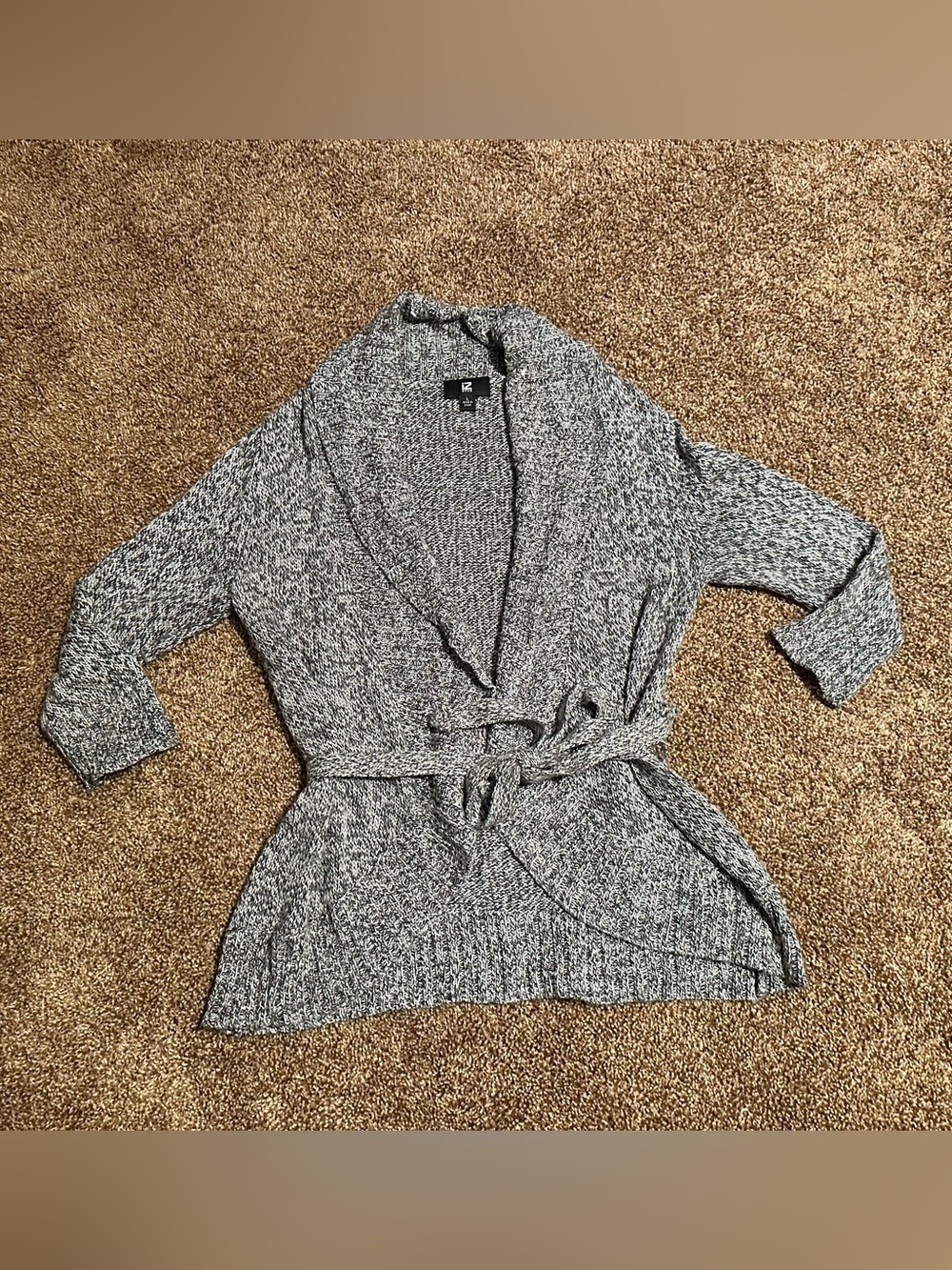 Iz Byer Gray Marled Wrap Cardigan with Tie Belt size Large